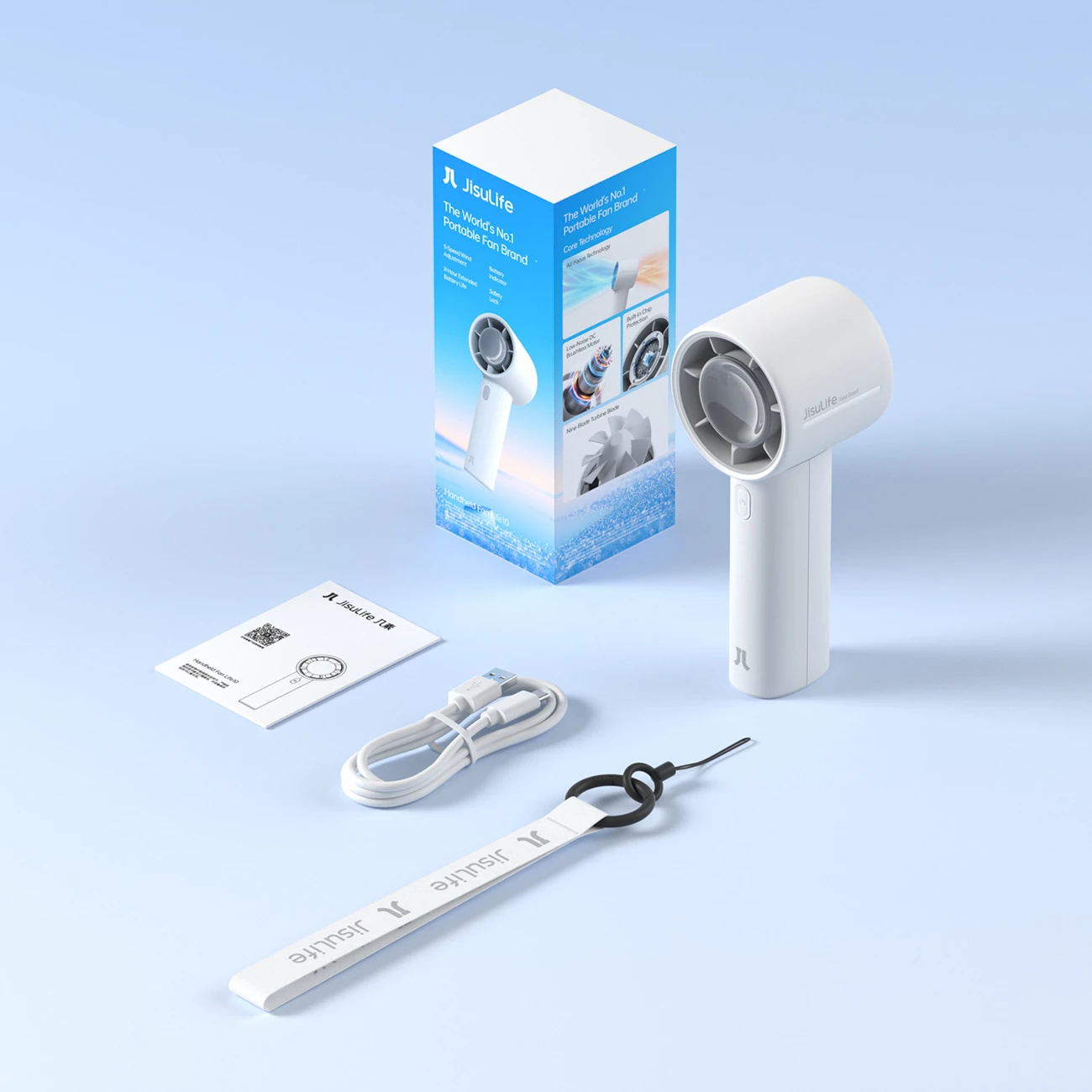 Ventilator dore Jisulife Handheld Fan 10 4000mAh USB-C, gri, set (kabllo USB-C, litar, udhëzime)