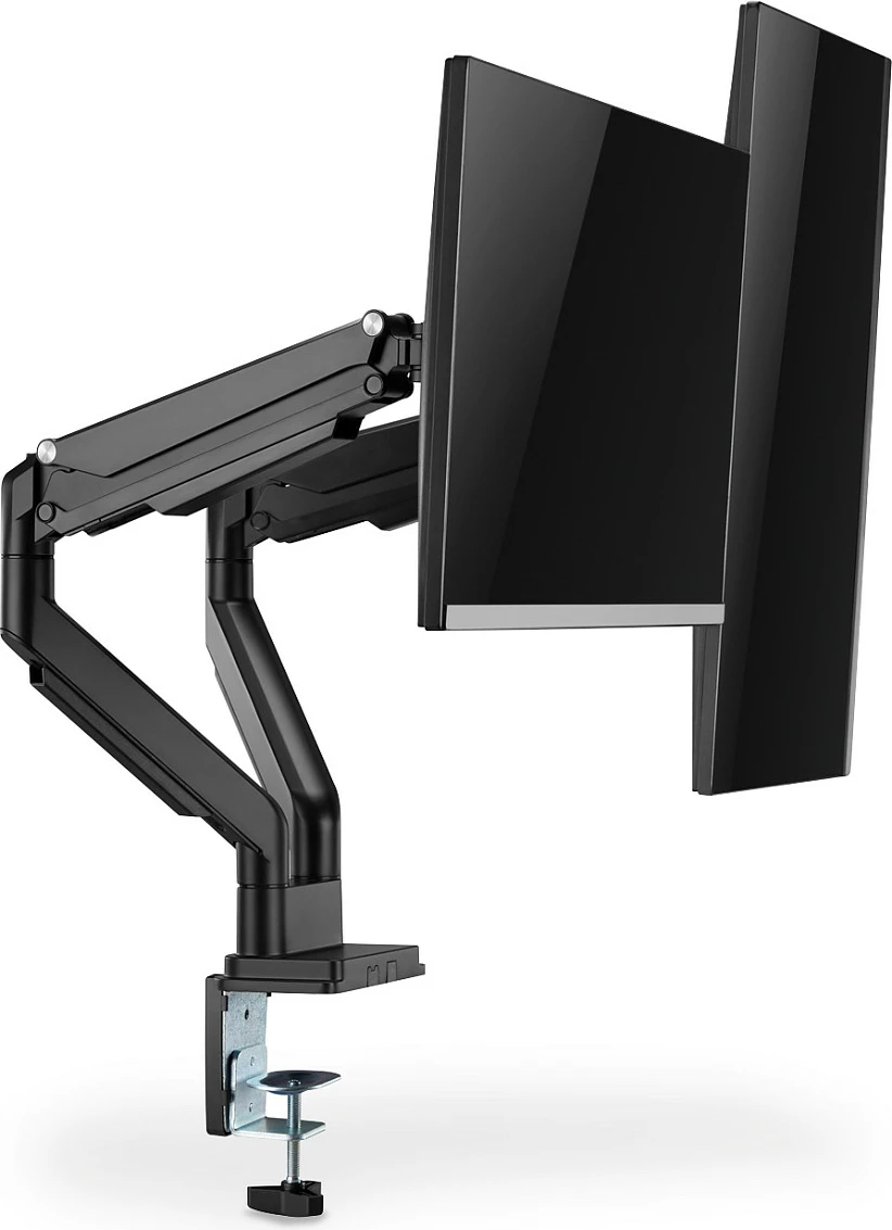 Mbajtës dy monitorësh Digitus Universal Dual me gas spring, VESA 75/100, 15"-32", deri 9 kg, clamp, i zi