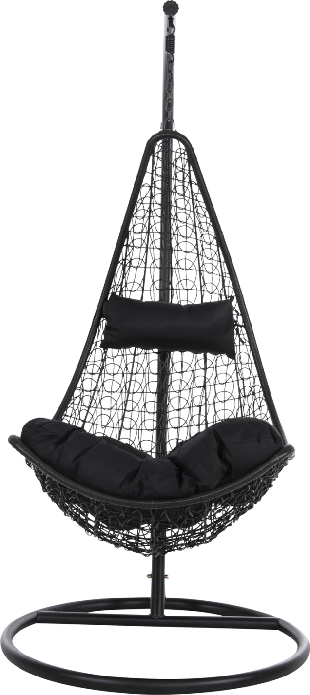 Fole varëse MILLIE FH5996.02 metal-sintetik ratan & jastëk në të zezë Φ95x195Hcm