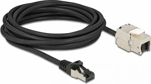 Kabllo rrjeti DeLOCK RJ45 në Keystone RJ45, Cat6a, 5 m, e zezë