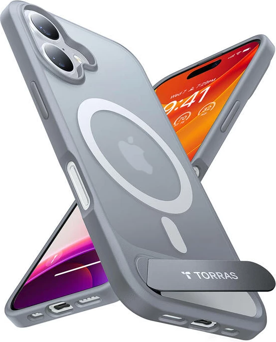 Mbështjellës Torras Pstand Series për iPhone 16 Plus, Titanium gri