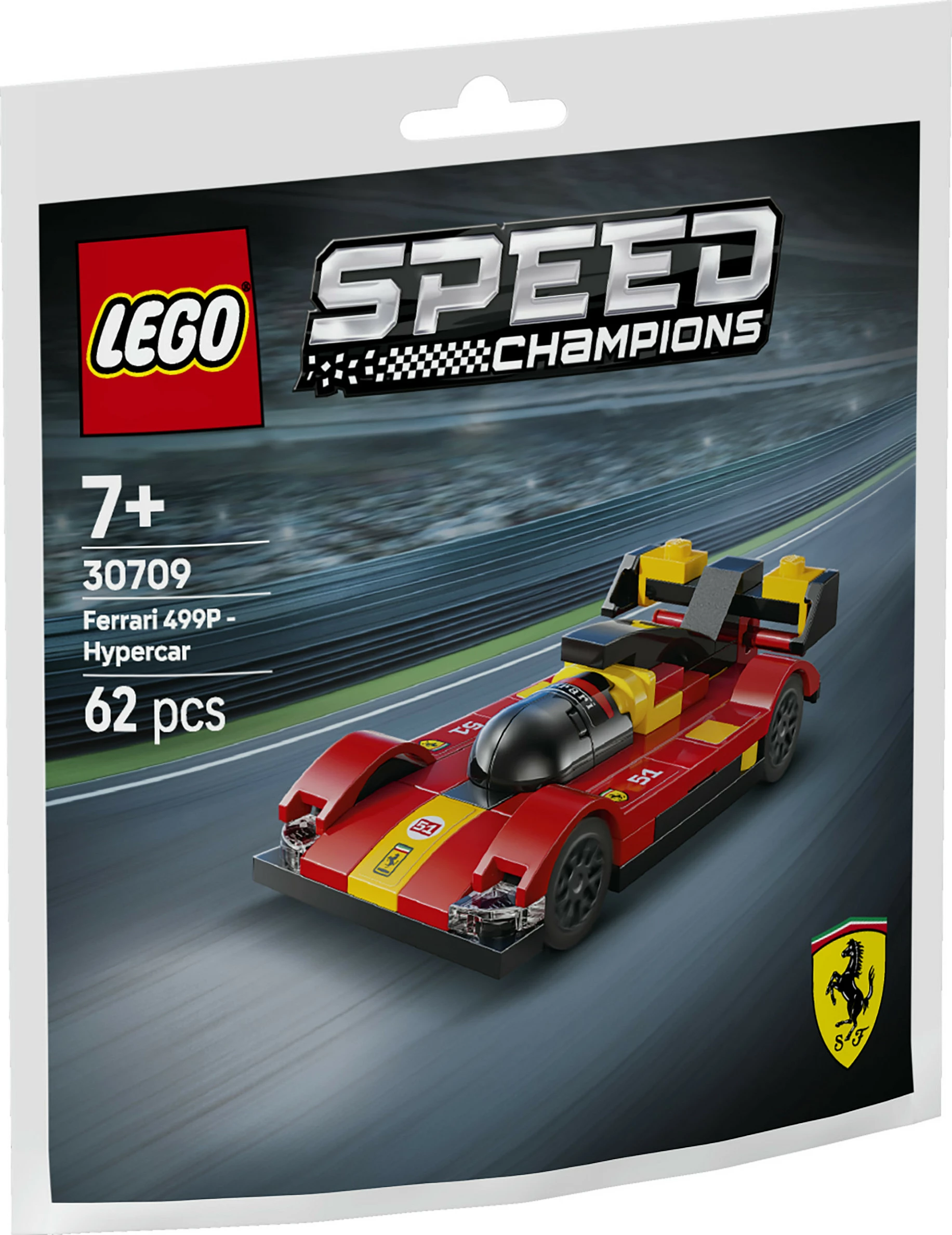 Set LEGO Speed Champions Ferrari 499P Hypercar 30709, 62 copë, 7+, shumëngjyrësh