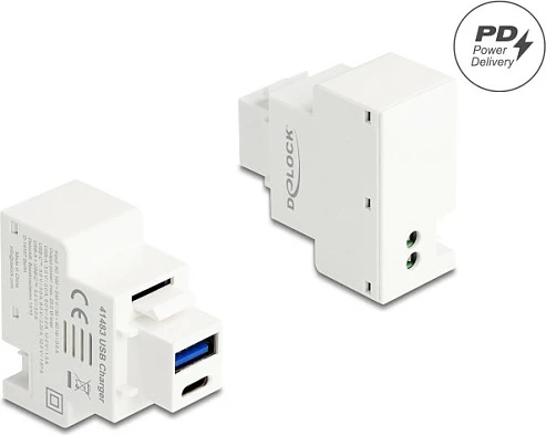 Modul Keystone DeLOCK USB-A + USB-C PD 20W, i bardhë