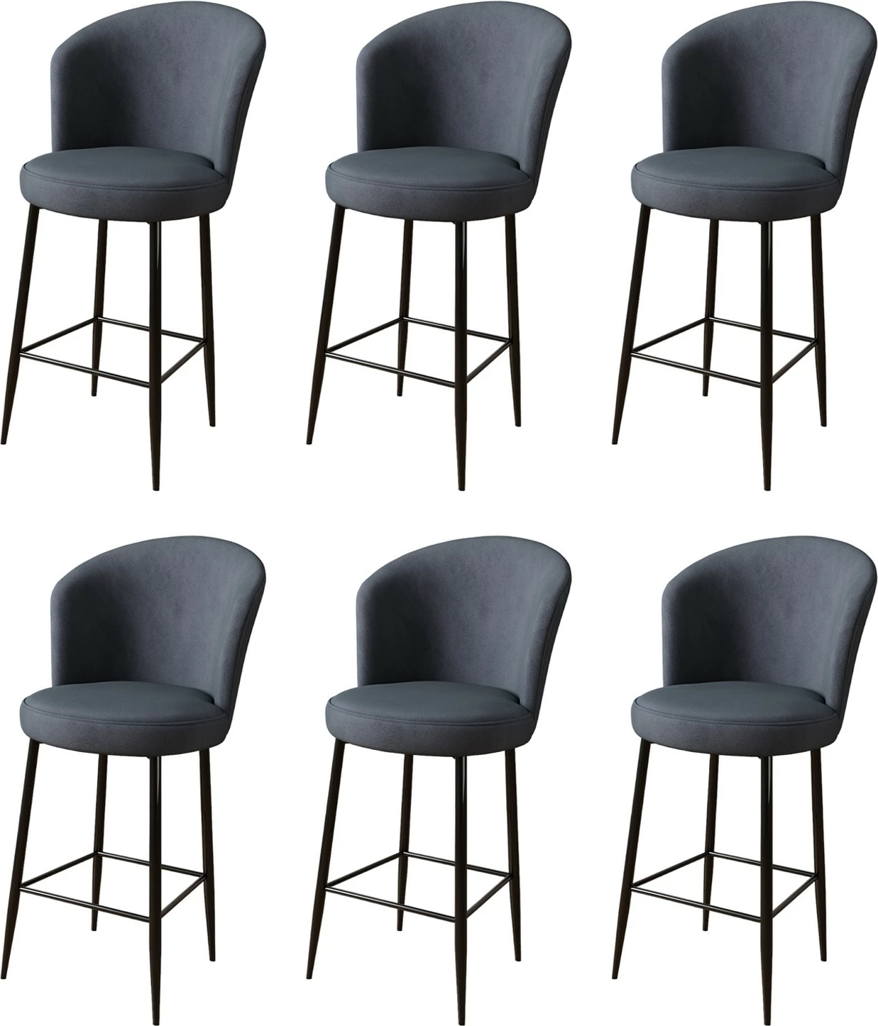Set karrigesh për bar (6 copë), Hanah Home, Alte, antracit, e zezë