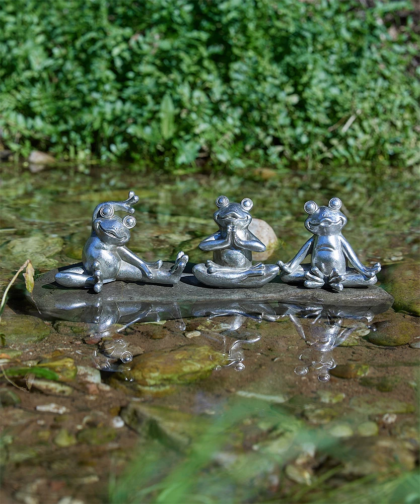 Set dekorativ bretkosash, 3 copë, polirezine, ngjyrë argjendi, 16x8x11 cm