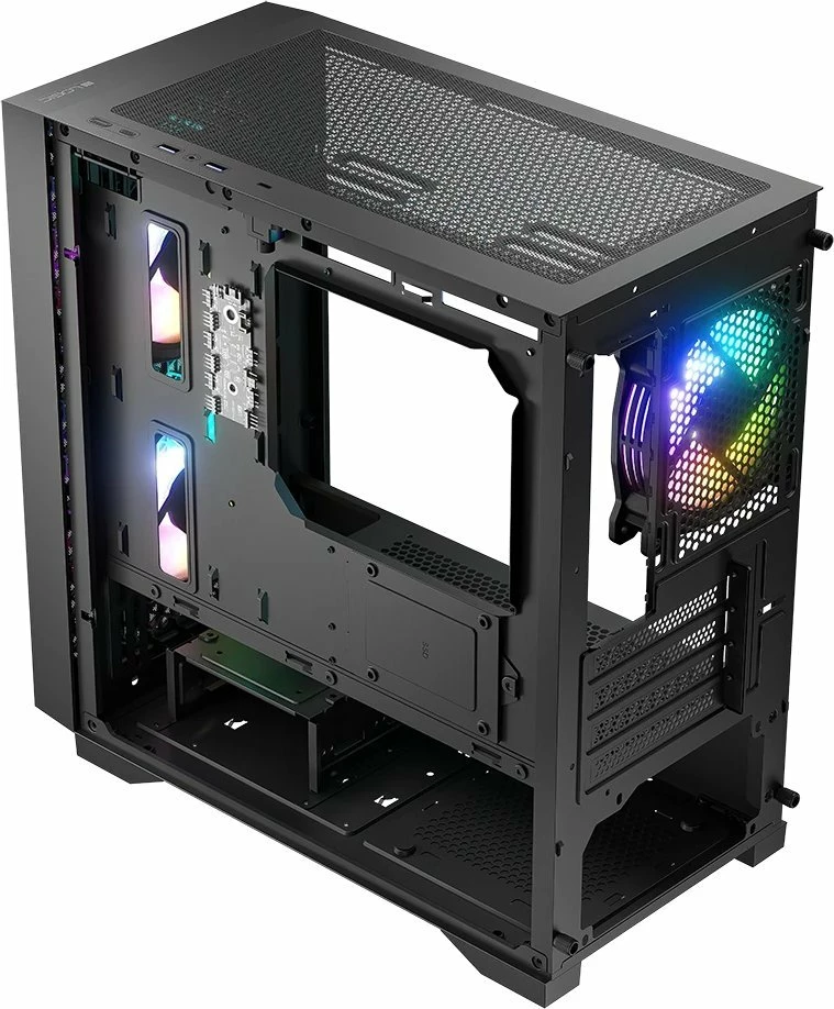 Kasë Logic Concept Dart Pro Mini ARGB AM-DART-PRO-ARGB-10, Mini Tower, Micro-ATX, pa furnizues rryme, 3x120mm ARGB fan, e zezë