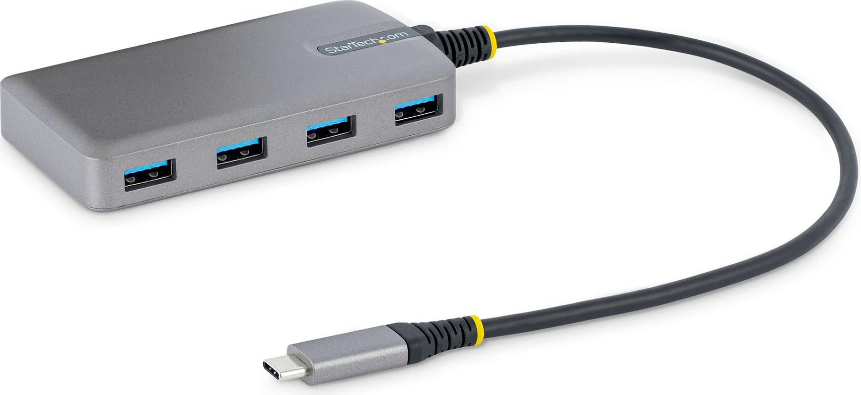 Hub USB-C StarTech 4-Port, 4x USB-A 3.2 Gen 1 5Gbps, Micro-USB për energji shtesë, kabllo 30cm, gri