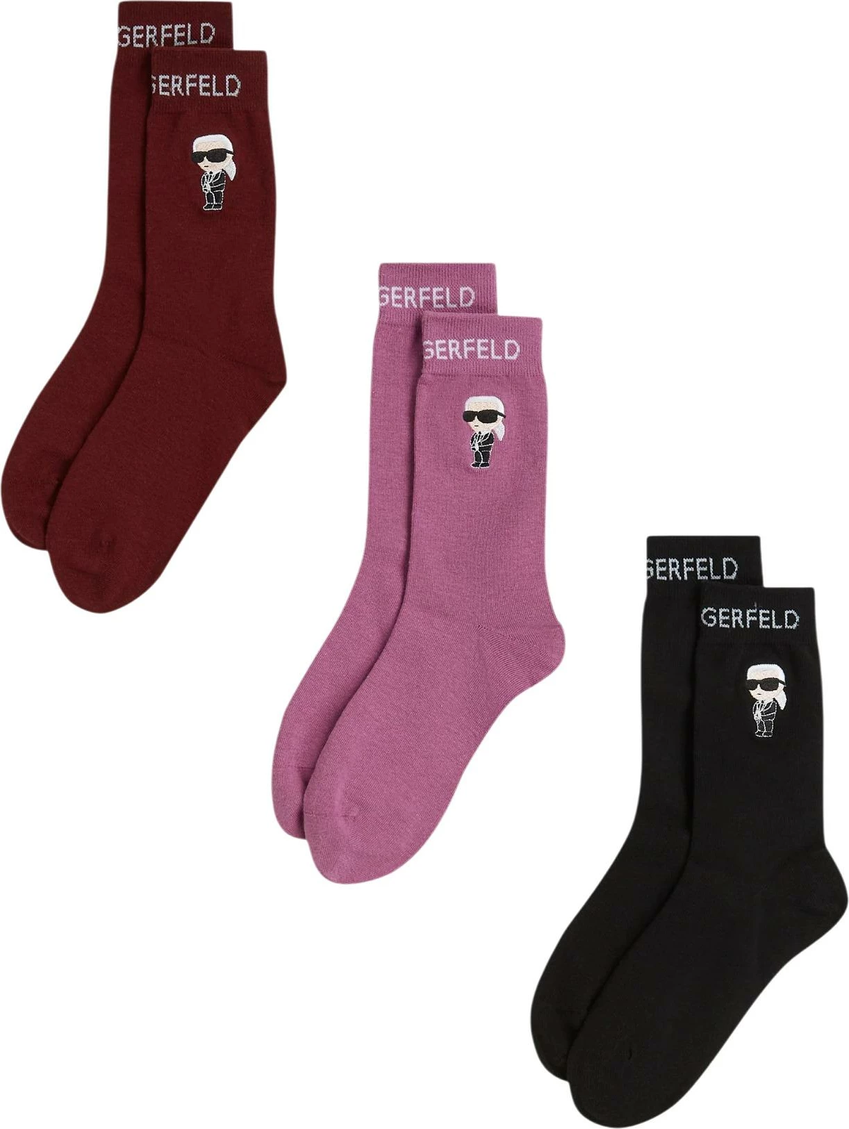 Çorape për femra Karl Lagerfeld Jeans K/Ikon Sock 3Pk A4W47037, magenta [Madhësia: 35-38]