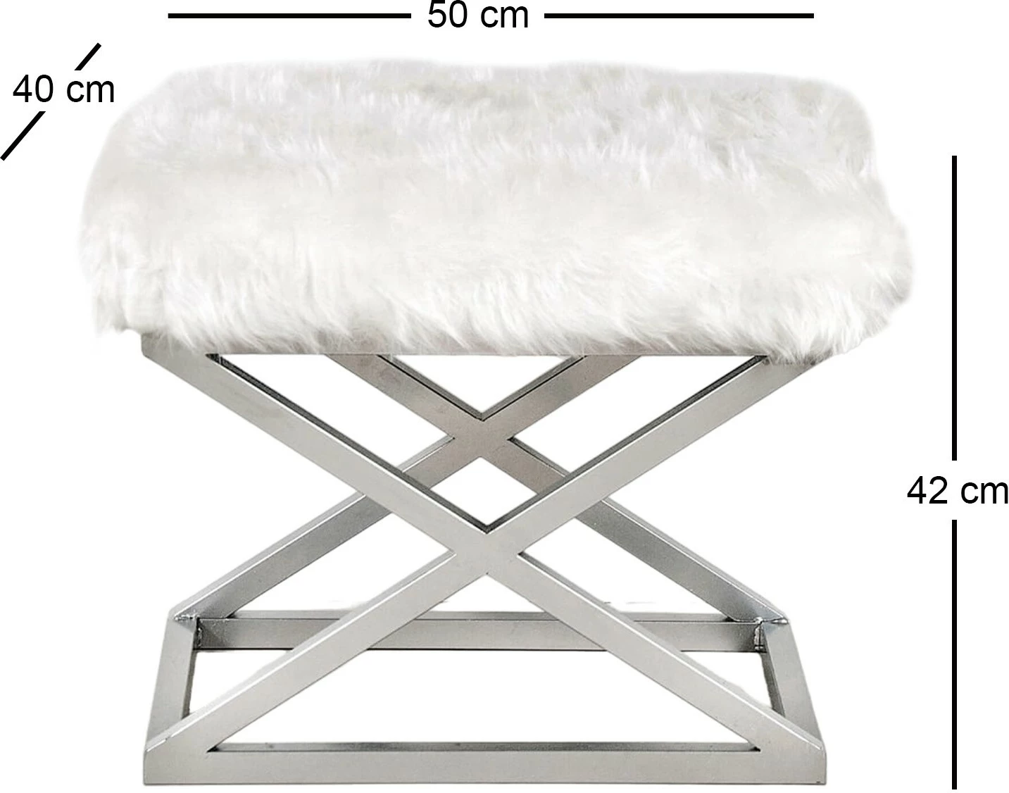 Puf Atelier del Sofa, pelush Capraz, argjend dhe bardhë