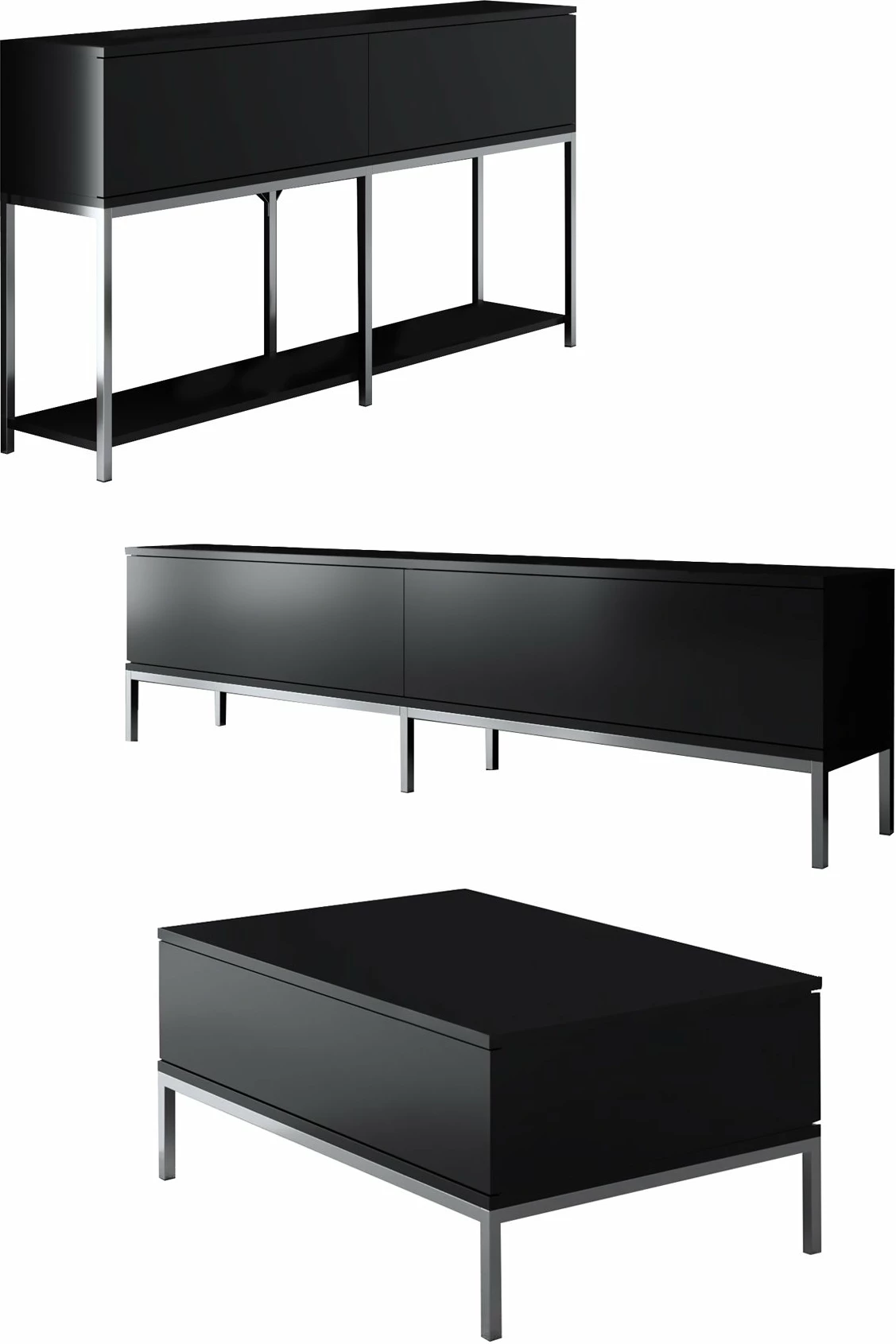 Set mobiljesh për dhomë dite, Hanah Home, Lord, e zezë, argjend