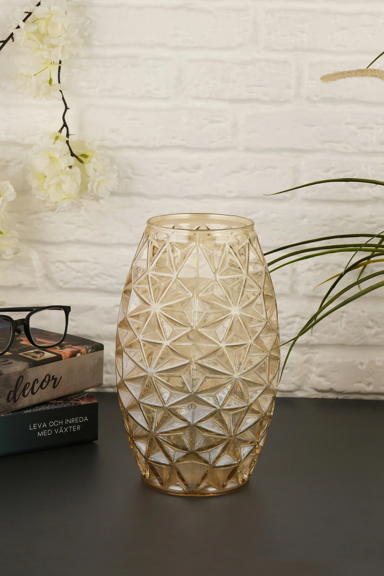 Vazo dekorative, xham i artë, Aberto Design, Sedef D26B