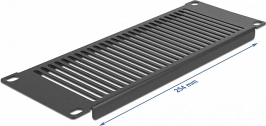 Panel i verbër i ventiluem DeLOCK 10" 2U për kabinet rrjeti, metal, i zi