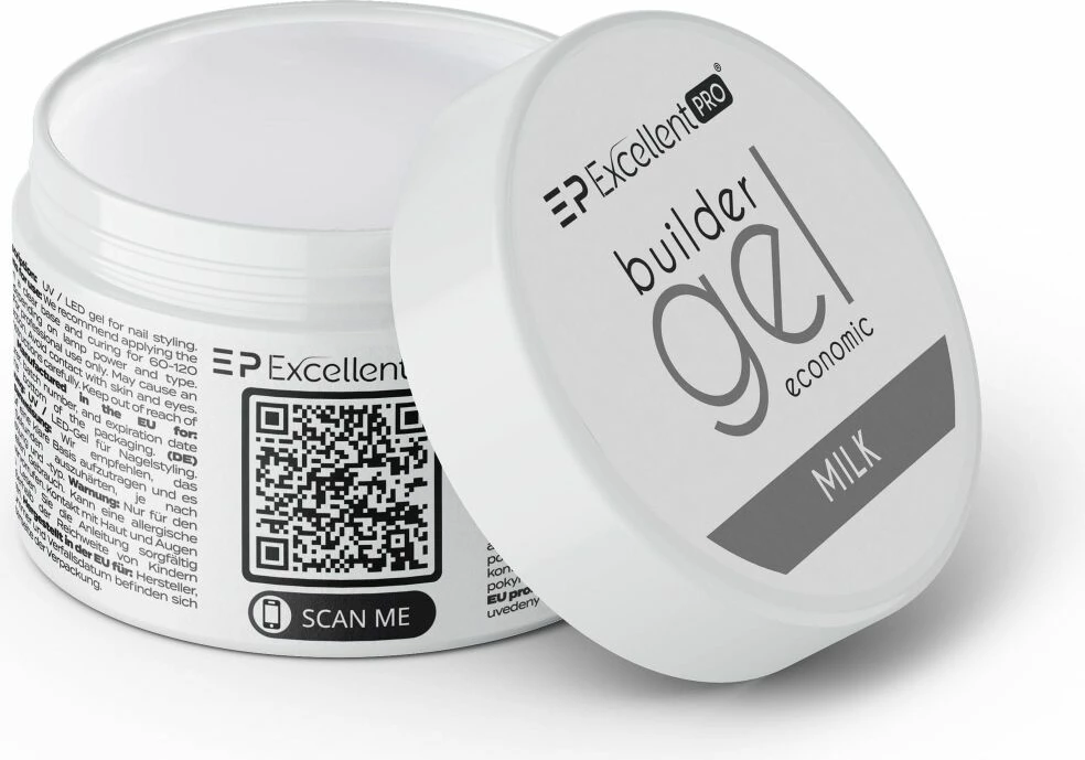 Xhel ndërtues për thonj Excellent PRO Builder Gel Economic Milk për femra, 50g, qumështi