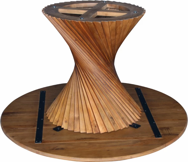 Tavolinë Twist, dru akacie, ngjyrë arre, 130x130x77cm