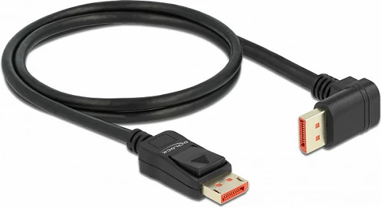 Kabllo DisplayPort DeLOCK, DP 1.4, 1 m, 8K 60Hz, 90° e kënduar poshtë, e zezë