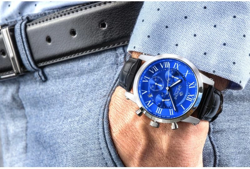 Orë dore meshkuj Giewont GW6260-A4, silver blue, set