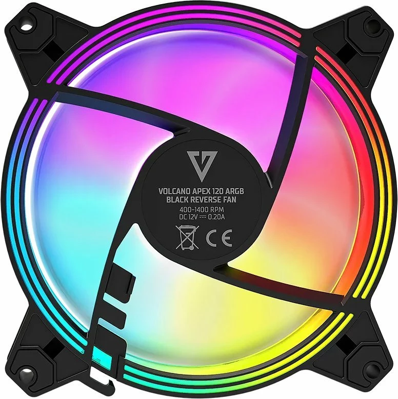 Ventilator kasë PC Modecom Volcano Apex 120 ARGB Reverse FAN-APEX-120R-ARGB-100 120mm PWM, i zi