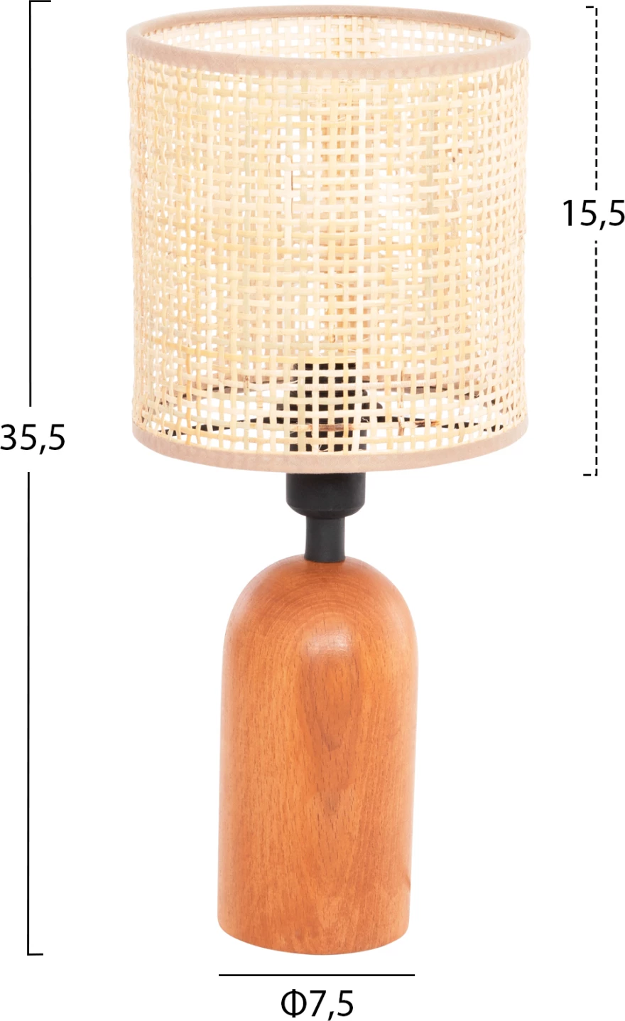 Llambë tavoline LYKTUR FH4709, kapak shportë, bazë druri, Φ15,5x35,5H cm