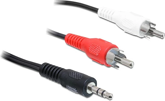 Kabllo audio stereo DeLOCK 84000, 3.5mm në 2x RCA, 1.5 m, e zezë