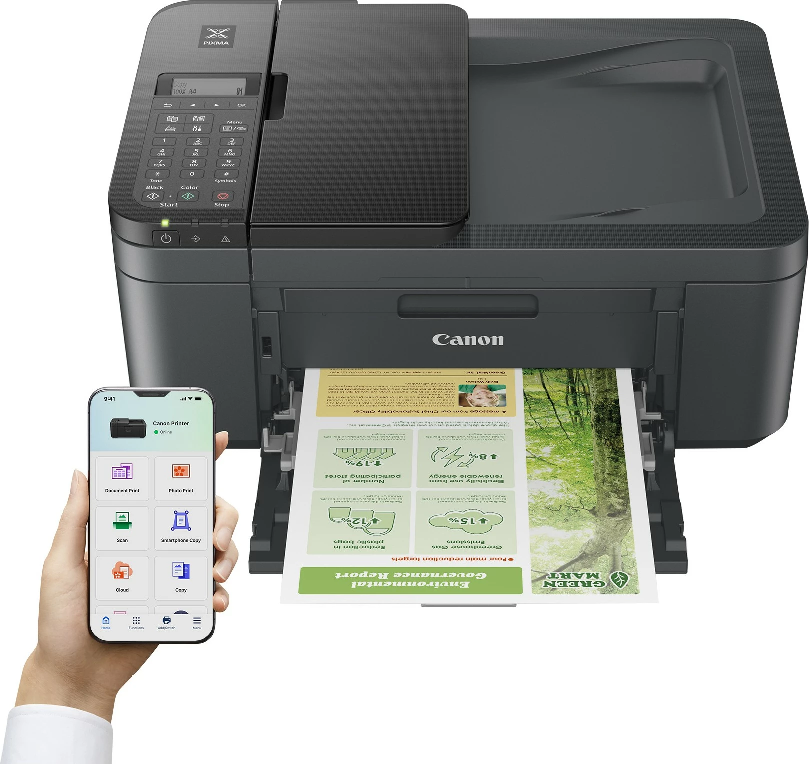 Printer Canon PIXMA TR4755i, Inkjet, Printim me ngjyra, 4800 x 1200 DPI, A4, Printim direkt, E zezë