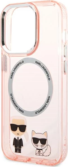 Mbështjellës Karl Lagerfeld KLHMP14LHKCP për iPhone 14 Pro 6.1", hardcase, MagSafe, rozë