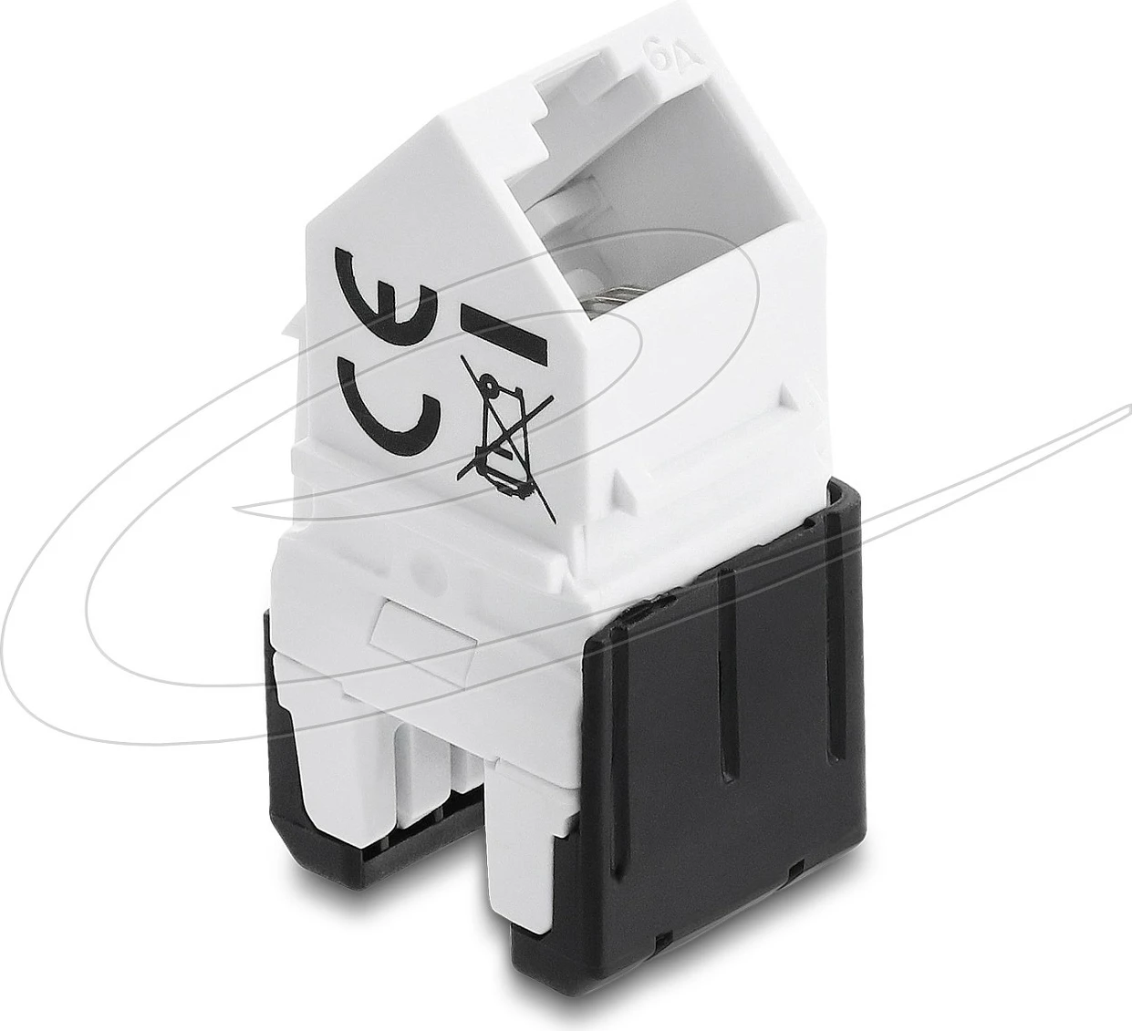 Modul keystone rrjeti DeLOCK 90939, RJ45 në LSA, Cat6a, 45° angled, bardhë/zi