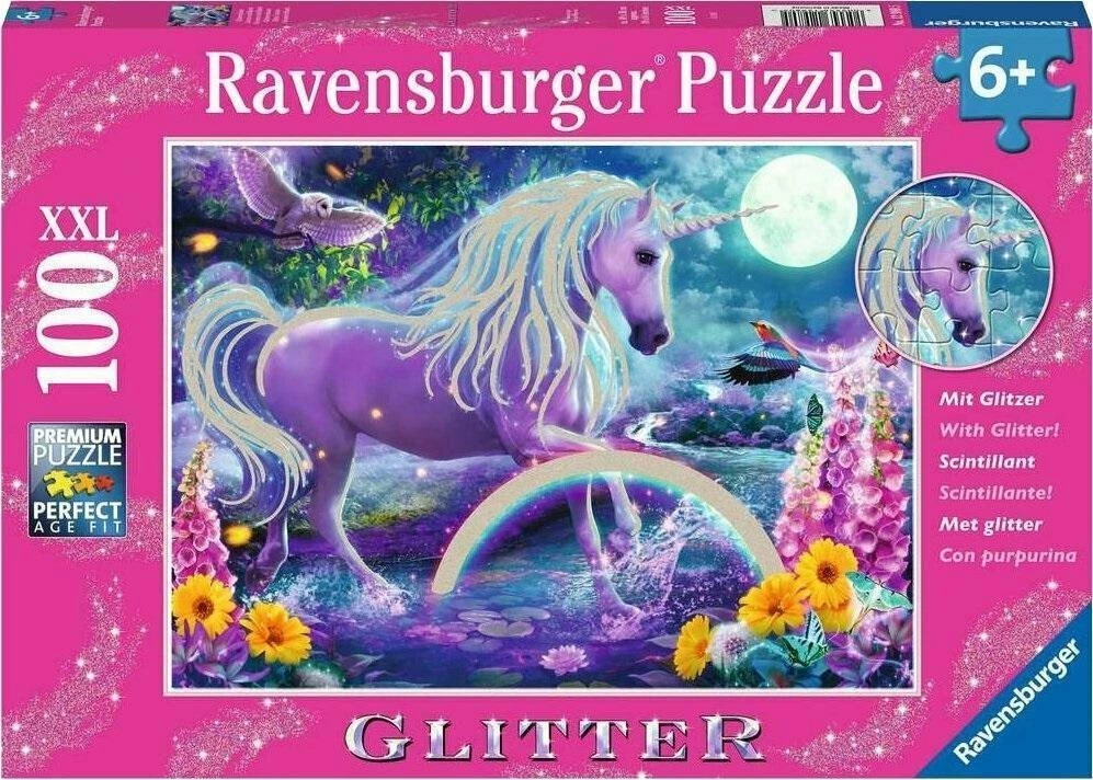 Puzzle Ravensburger Brocade Unicorn 129805, 300 copë XXL, me glitter