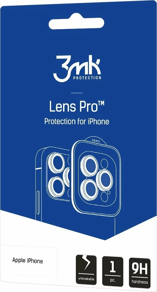 Xham i kalitur për lente kamerë 3MK Lens Protection Pro, 9H 0.04mm, për iPhone 16 Pro/16 Pro Max, transparent, 1 copë