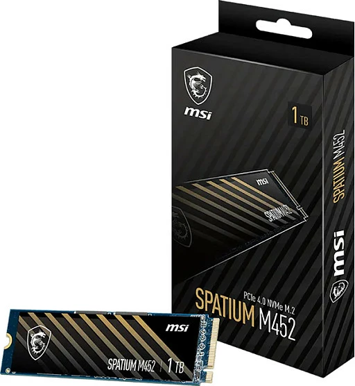 SSD M.2 MSI Spatium M452 1TB, PCIe Gen4 x4 NVMe 2280, e zezë