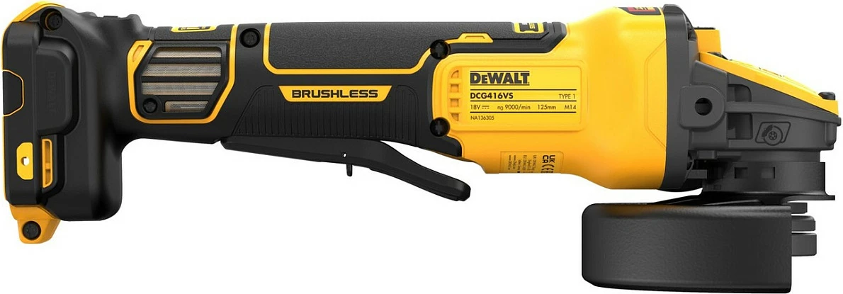 Brusilë këndi DeWALT 18V brushless, pa bateri