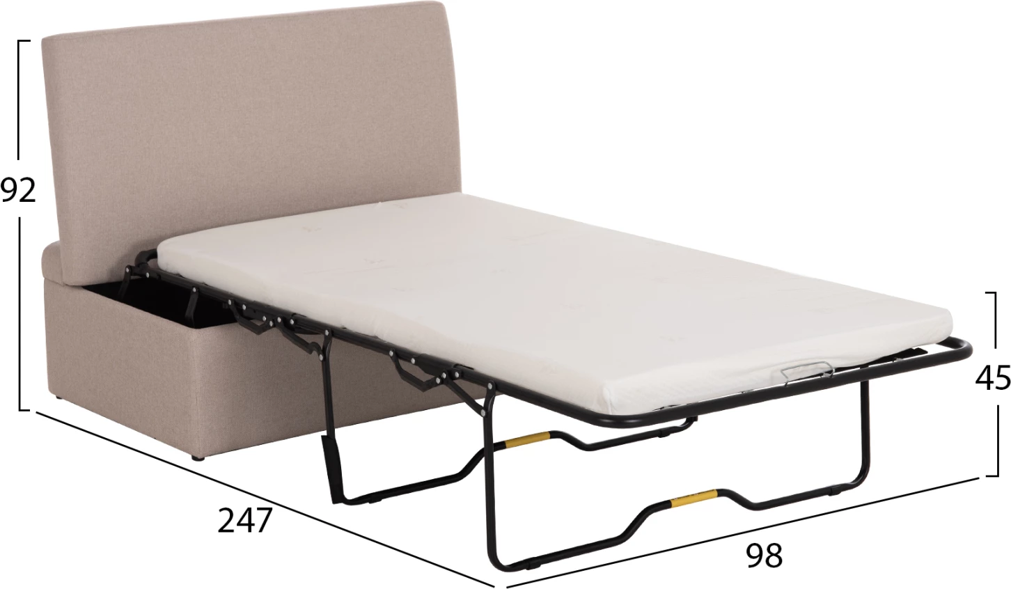 Stool me shtrat palosës dhe dyshek INGE FH3343.02, material bezhë, 166x75x40cm