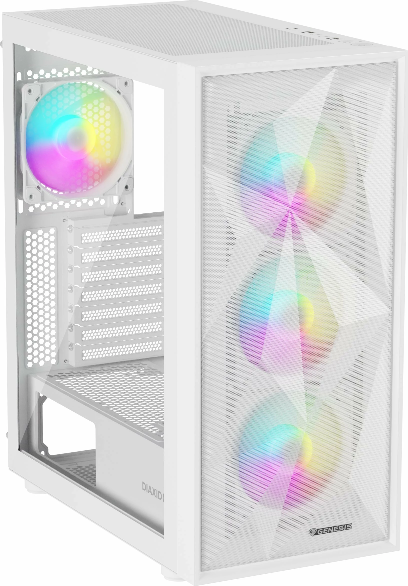 Kasë GENESIS Diaxid 605 ARGB (NPC-2173) Midi Tower ATX/microATX/Mini-ITX USB-C, e bardhë
