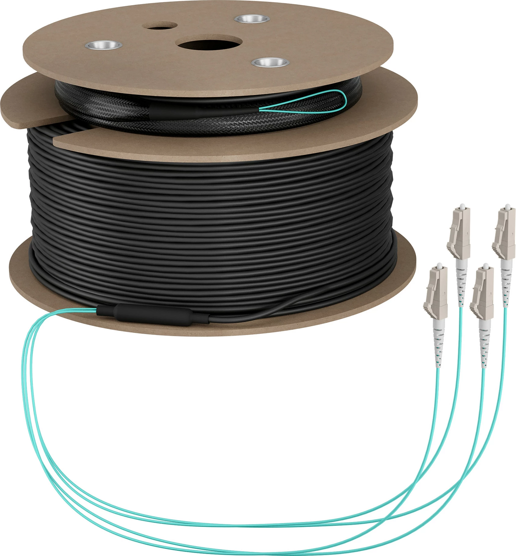 Kablë optike EFB Elektronik U-DQ(ZN)BH OM3 4G LC-LC, 60 m, LSZH, Aqua/Bezhë/Zeze