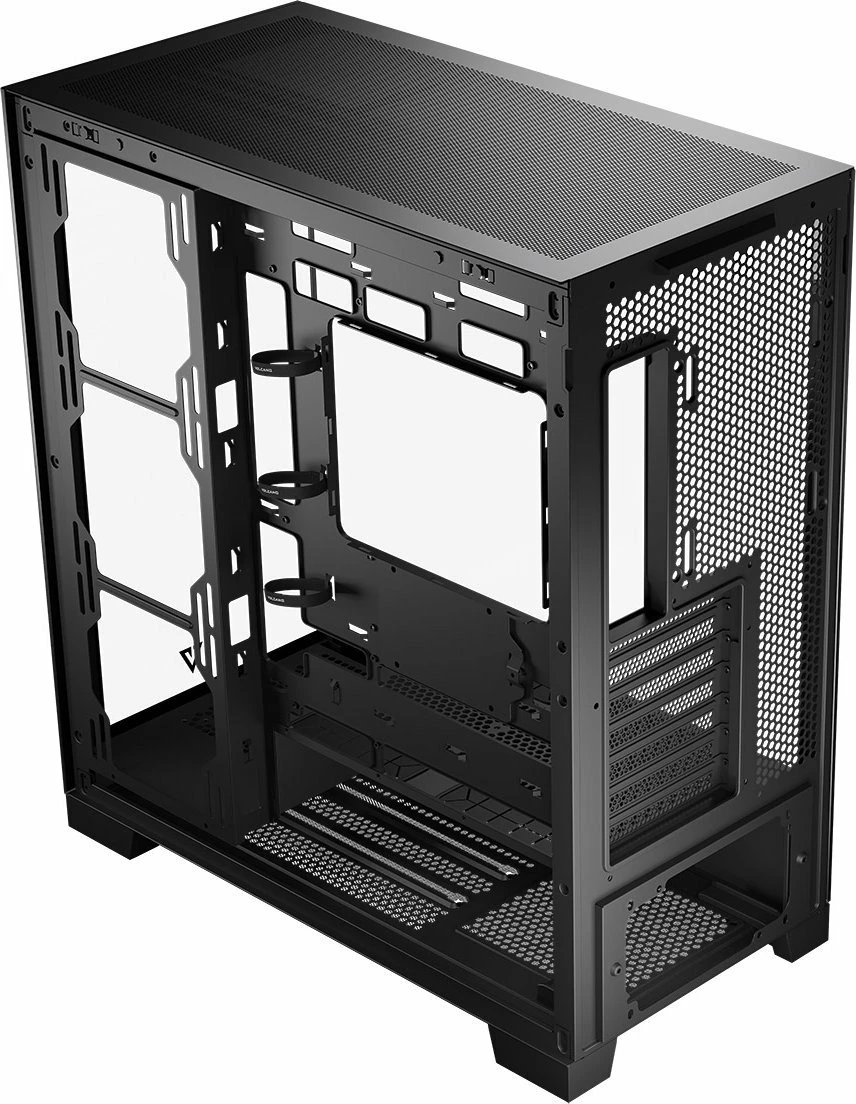Kasë Modecom Volcano Space (AT-SPACE-PG-NF-10-000000-0002) Midi Tower ATX/Micro-ATX/Mini-ITX, xham i kalitur, USB-C, e zezë