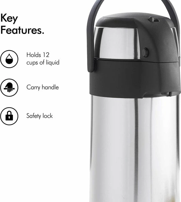 Termos Vonshef 1507176 3L inox, argjend/e zezë