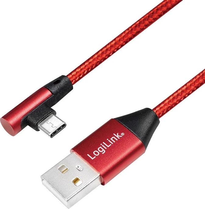Kabllo karikuese LogiLink, USB-C, 0.3 m, i kuq