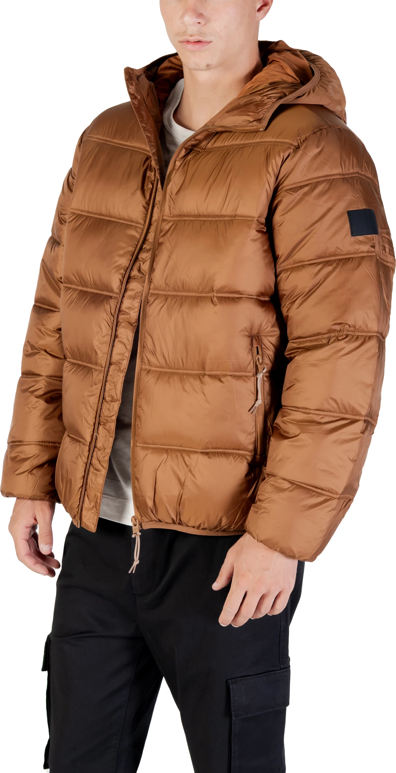 Jakne për meshkuj Tommy Hilfiger Jeans TJM Hooded Logo Puff DM0DM22044, kafe [Madhësia: M]