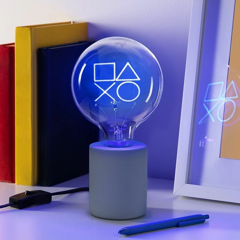 Llampë tavoline LED neon Paladone PlayStation, 20 cm, USB, blu