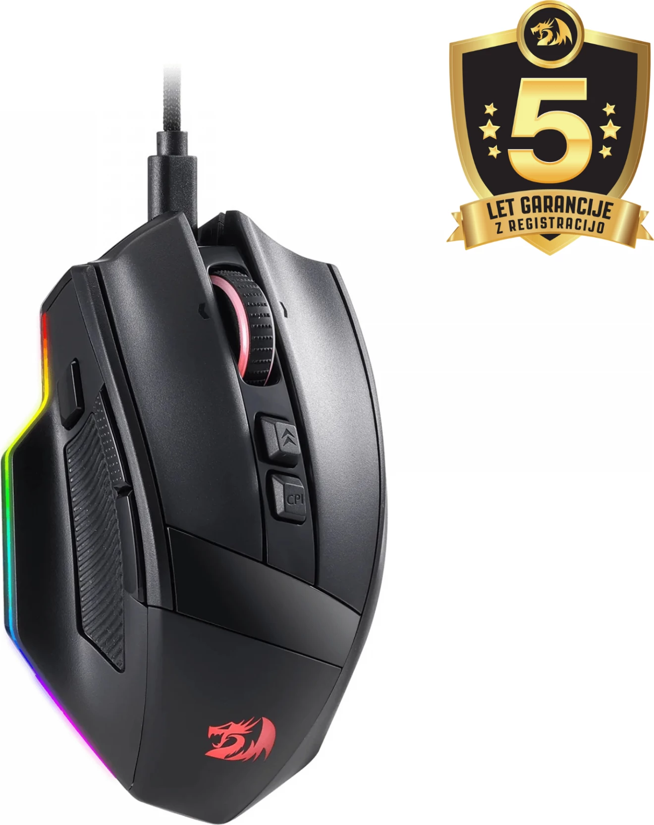 Maus me kabllo Redragon Rind M813-RGB, 16000 DPI, RGB, 7 butona, i zi