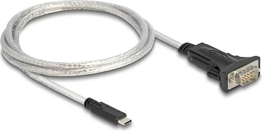 Adapter USB-C në Serial RS-422/485 DeLOCK, DB9 + terminal 6-pin, 5V, 1m, zi/transparente