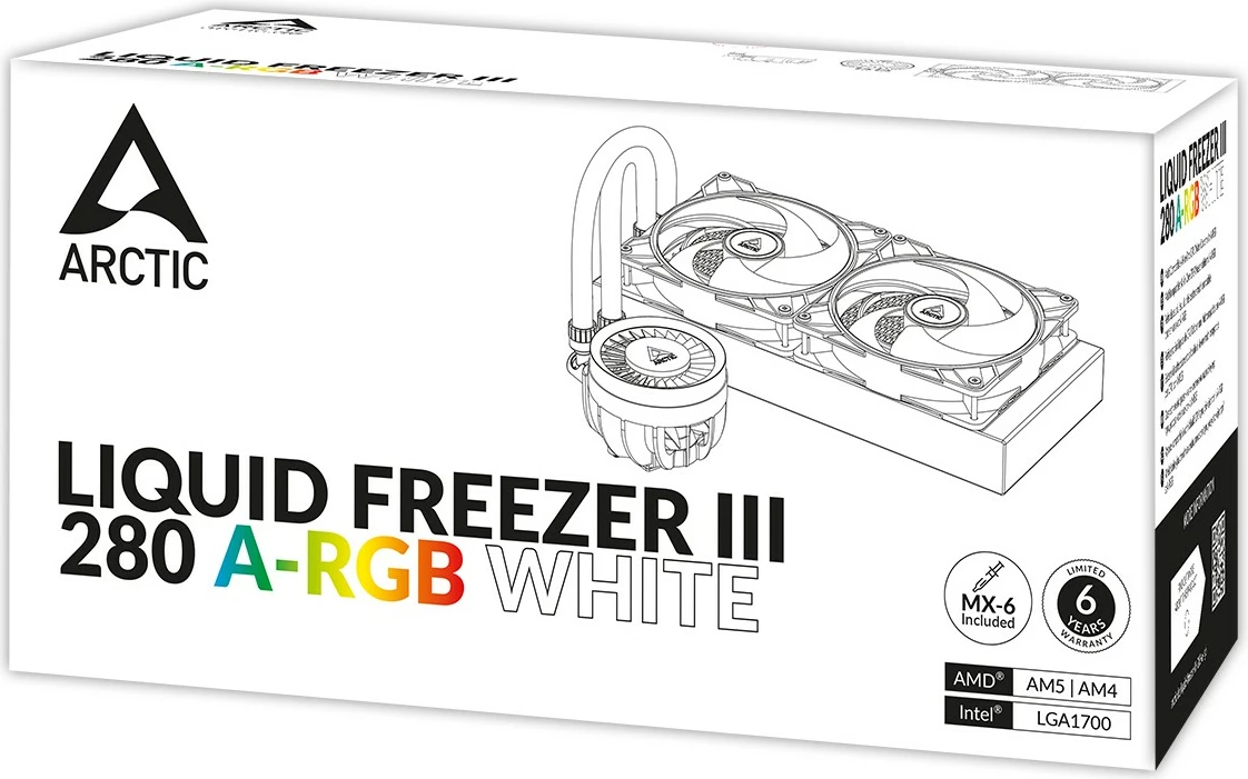 Ftohës uji ARCTIC Liquid Freezer III 280 A-RGB, 14 cm, 69.9 cfm, i bardhë
