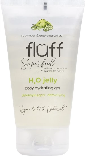 Xhel hidratues për trup Fluff H2O Jelly Body Hydrating Gel Detoxifying Cucumber and Green Tea për femra, 150ml