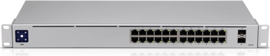 Switch Ubiquiti UniFi USW-24 24-Port Gigabit Layer 2 + 2x 1G SFP, fanless, ekran LCD 1.3\", gri