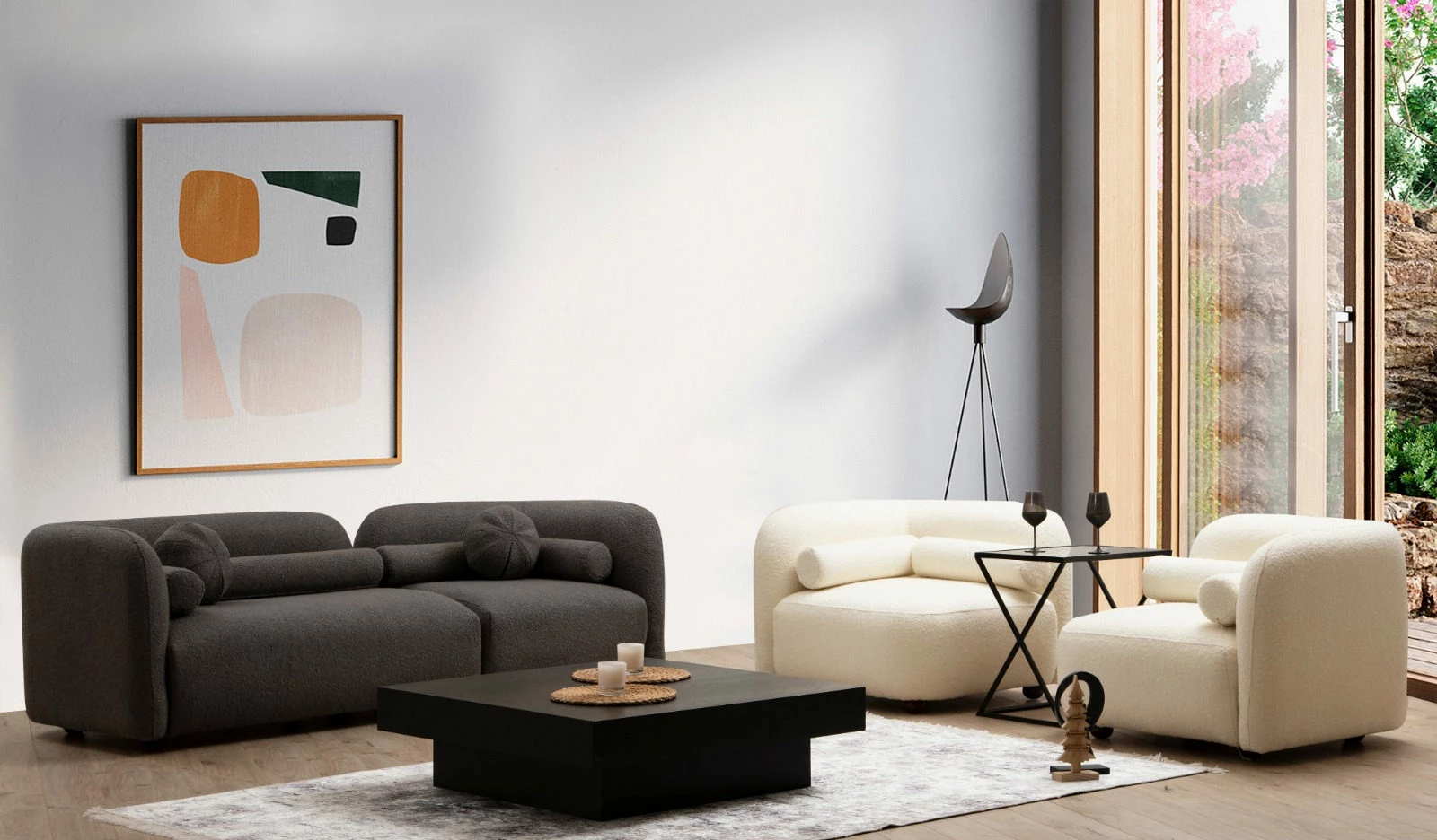 Karrige Wing Atelier del Sofa, bouclette krem Victoria