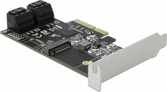 Kartelë zgjerimi PCIe DeLOCK 90396, 4x SATA + M.2, 6 Gbit/s, e zezë/jeshile/gri
