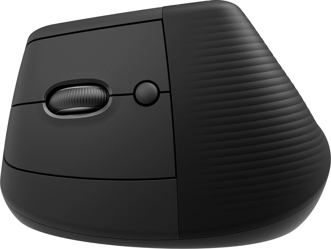 Maus Logitech Lift Vertical Ergonomic për Biznes, Majtas, Dizajn Vertikal, RF Wireless + Bluetooth, 4000 DPI, Grafit