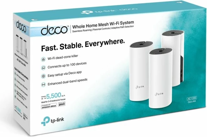 Sistem Wi‑Fi mesh TP-LINK Deco M4 AC1200, e bardhë, set 3 copë