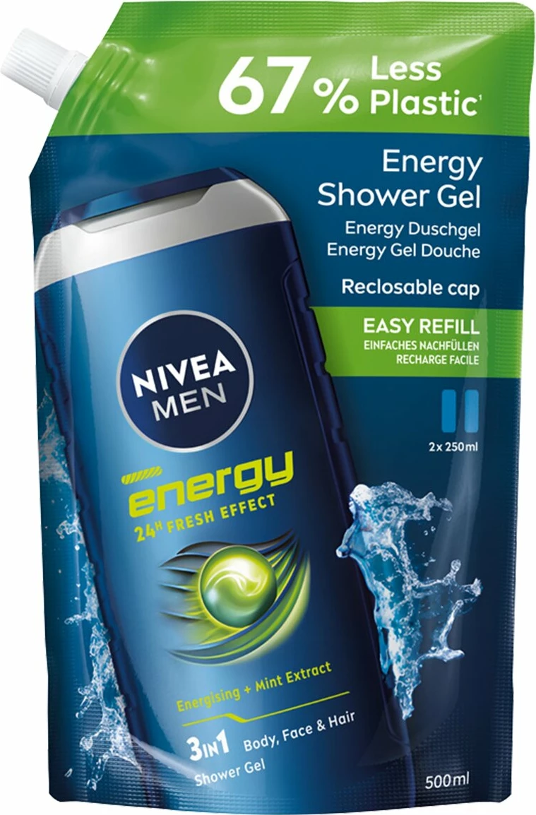 Xhel dushi për meshkuj Nivea Men Energy refill 500ml