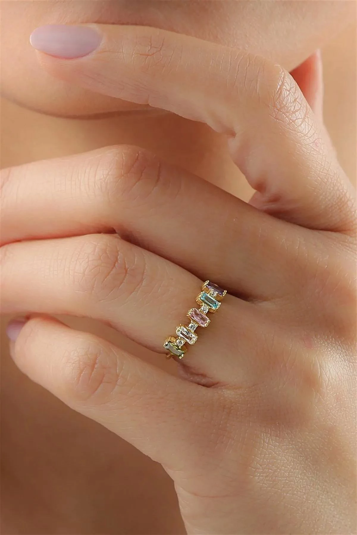 Unazë Jumeon, ngjyrë ari, me gurë zirkon, e rregullueshme