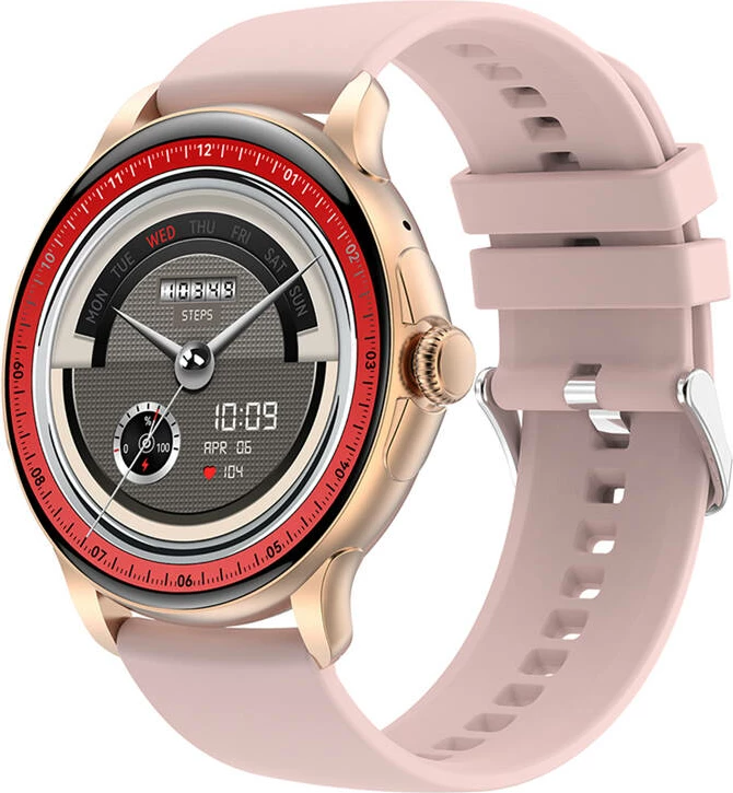 Smartwatch Colmi V72, 1.43" AMOLED, për Android/iOS, Gold me rrip rozë